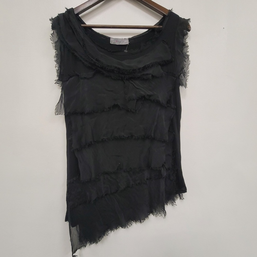 Tina Stephens Fairy Grunge Top One Size Silk Distressed Asymmetric Whimsigoth